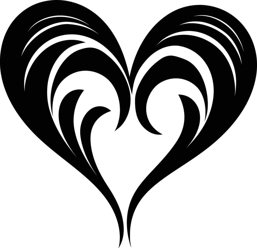 ai genererad silhuett hjärta kärlek logotyp symbol svart Färg endast vektor