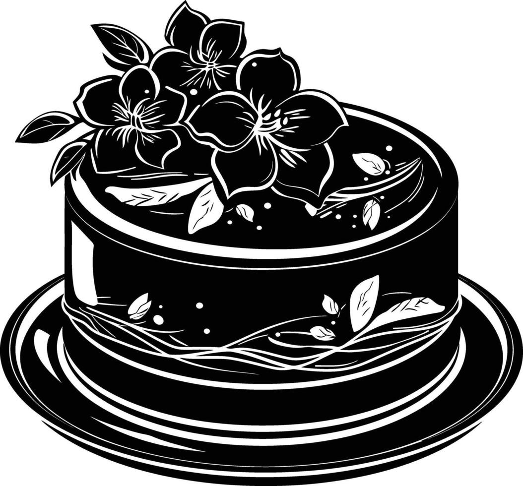 ai generiert Silhouette Kuchen schwarz Farbe nur voll Körper vektor
