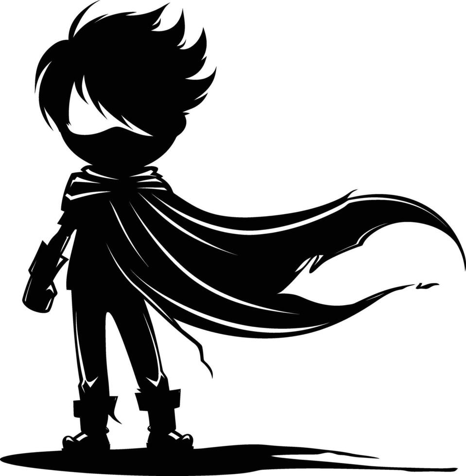 ai generiert Silhouette süß Held schwarz Farbe nur voll Körper vektor
