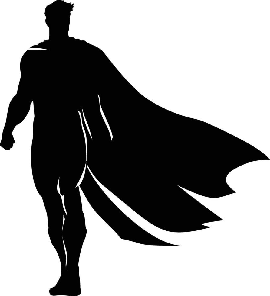 ai generiert Silhouette Held schwarz Farbe nur voll Körper vektor