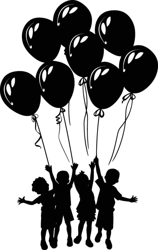 ai generiert Silhouette Ballon Party schwarz Farbe nur vektor