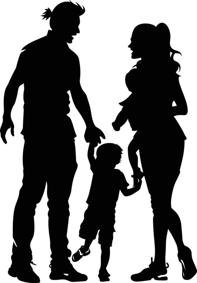 ai generiert Silhouette glücklich Familie schwarz Farbe nur voll Körper vektor