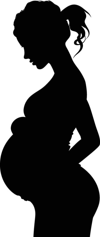 ai generiert Silhouette schwanger Mama voll Körper schwarz Farbe nur vektor