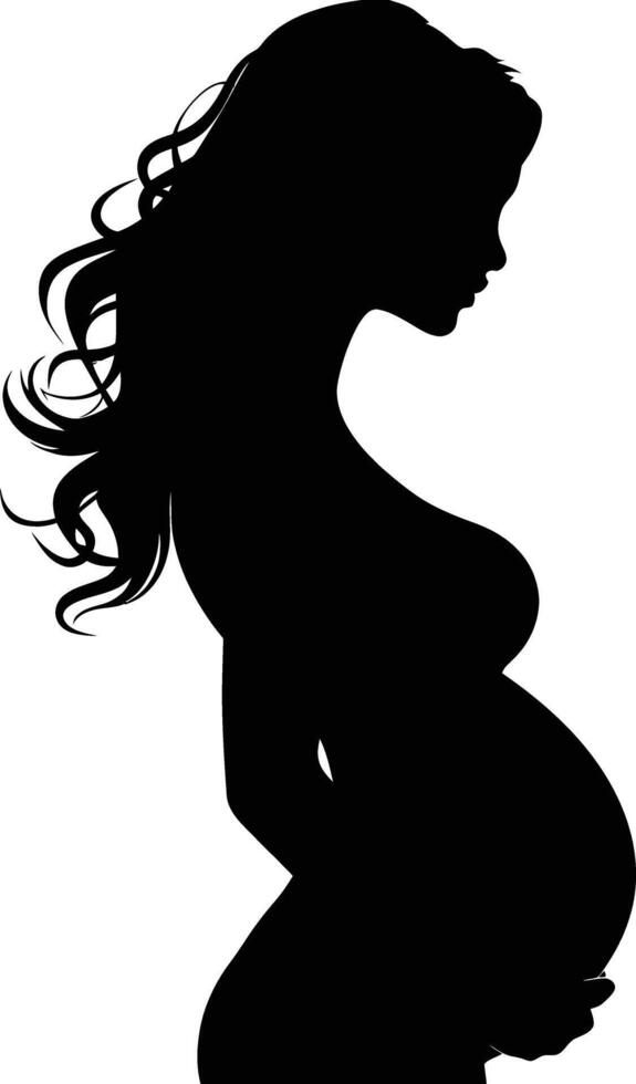 ai generiert Silhouette schwanger Mama voll Körper schwarz Farbe nur vektor