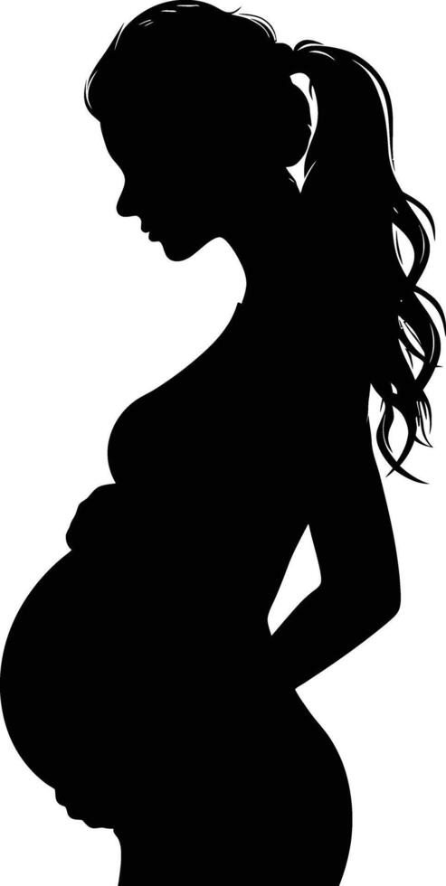 ai generiert Silhouette schwanger Mama voll Körper schwarz Farbe nur vektor