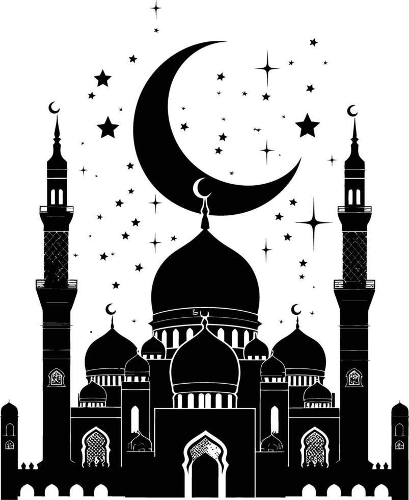 ai generiert Silhouette Segen Ramadan Stimmung Ramadan kareem islamisch Gruß Karte vektor