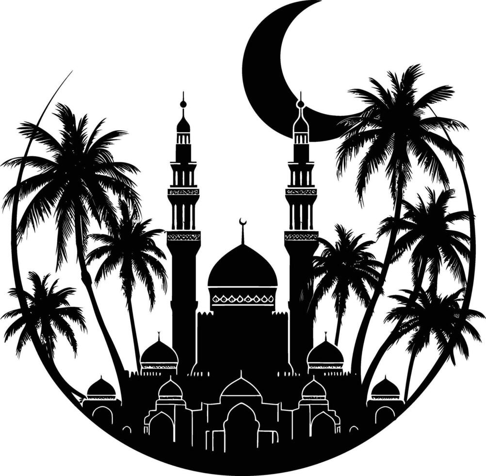ai genererad silhuett välsignelse ramadan vibrafon ramadan kareem islamic hälsning kort vektor