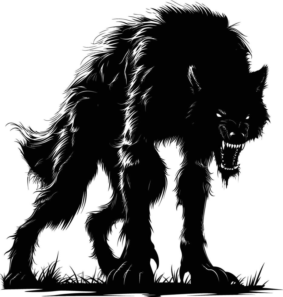 ai genererad silhuett warewolf eller ibland lykantrop eller lycan monster svart Färg endast full kropp vektor