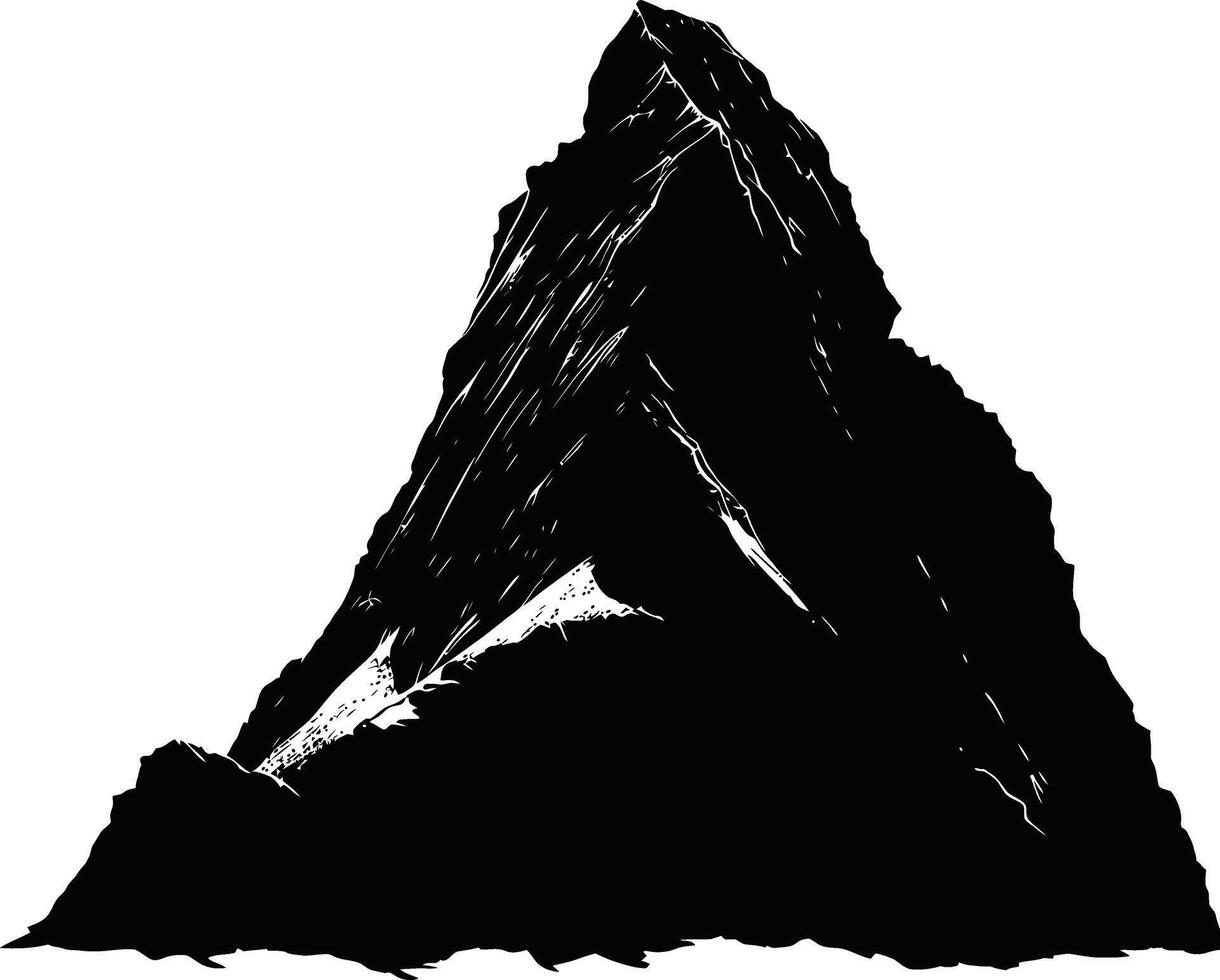 ai genererad silhuett berg full svart Färg endast vektor