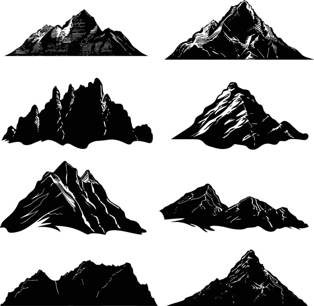 ai generiert Silhouette Berg voll schwarz Farbe nur vektor