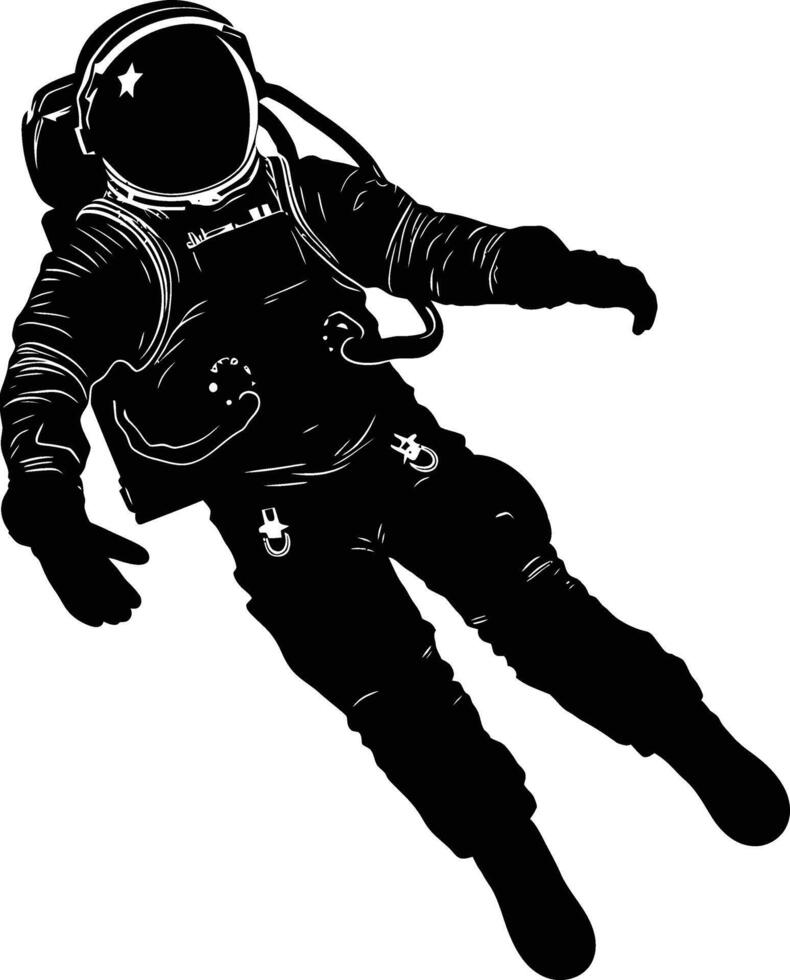 ai genererad silhuett astronaut flytande i Plats svart Färg endast full kropp vektor