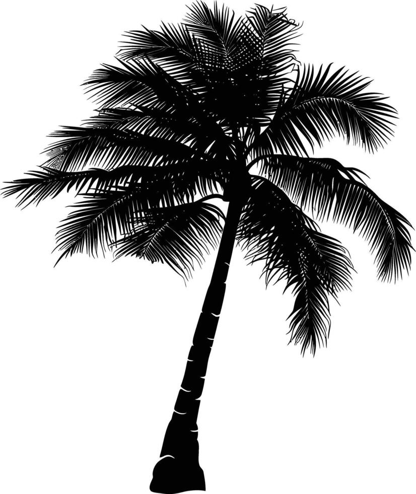 ai genererad silhuett kokos träd svart Färg endast vektor