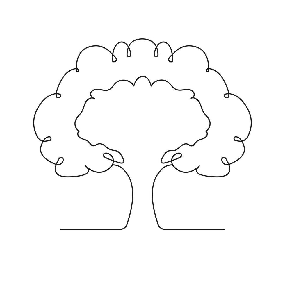 kontinuierlich Single Linie Zeichnung von Baum Vektor Gliederung Kunst Illustration minimalistisch Design.