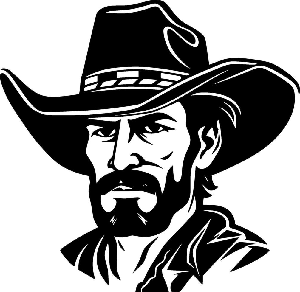 cowboy - svart och vit isolerat ikon - vektor illustration