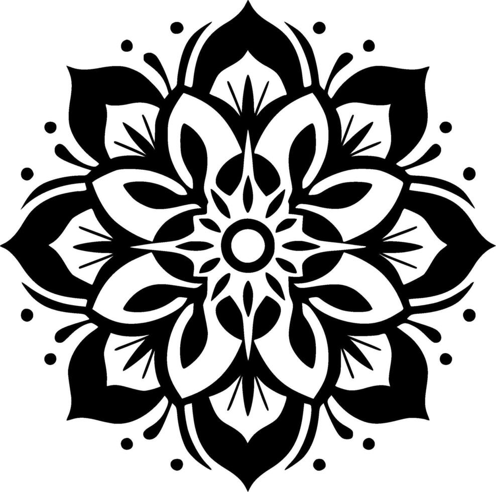 Mandala - - schwarz und Weiß isoliert Symbol - - Vektor Illustration