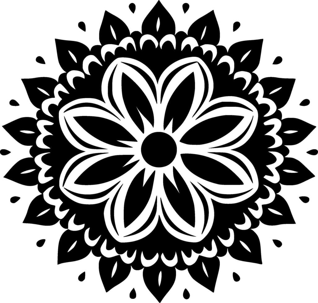 Mandala - - schwarz und Weiß isoliert Symbol - - Vektor Illustration