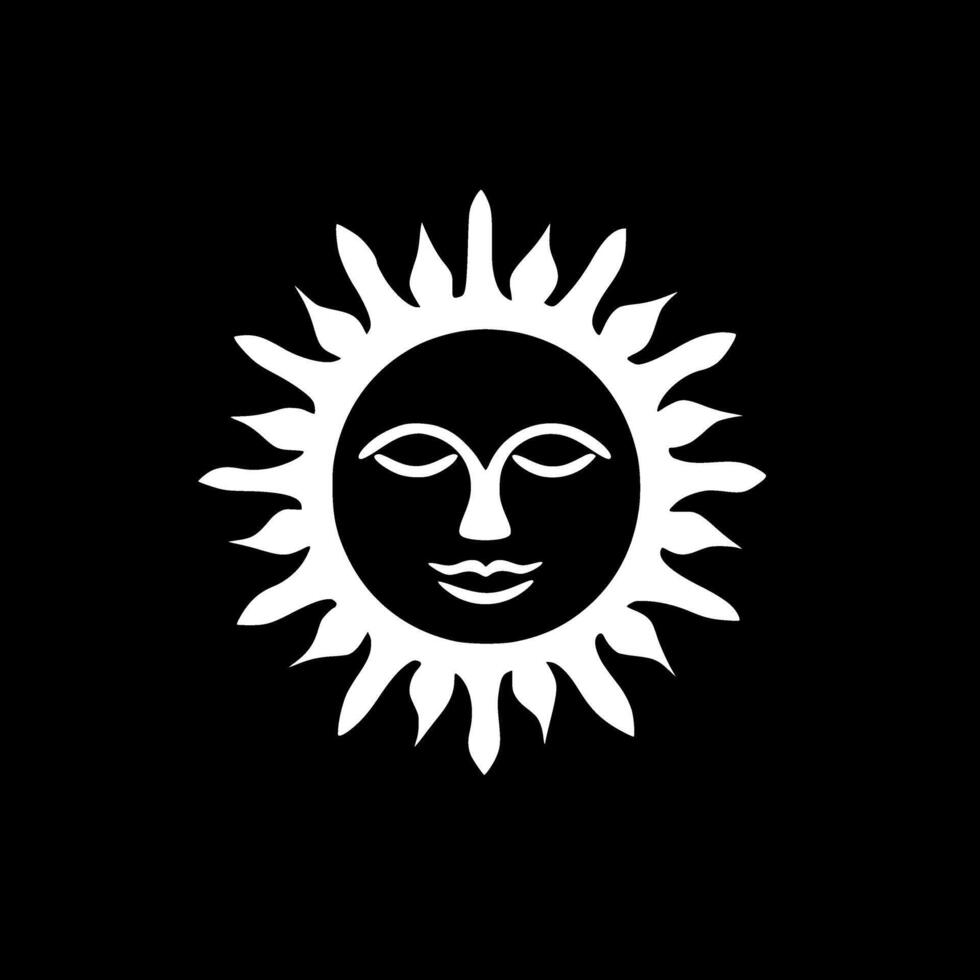 Sol, svart och vit vektor illustration