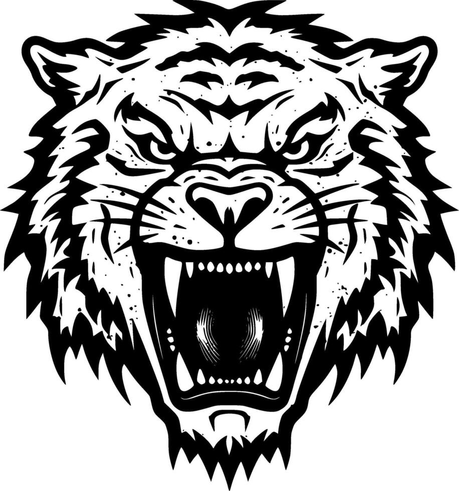 Tiger - - schwarz und Weiß isoliert Symbol - - Vektor Illustration