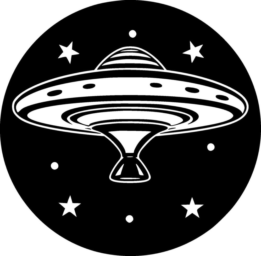 UFO, schwarz und Weiß Vektor Illustration