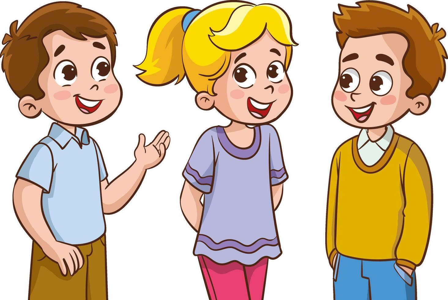Vektor Illustration von Kinder lächelnd und reden