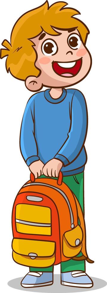 Vektor Illustration von ein Schüler versuchen zu Aufzug seine Rucksack