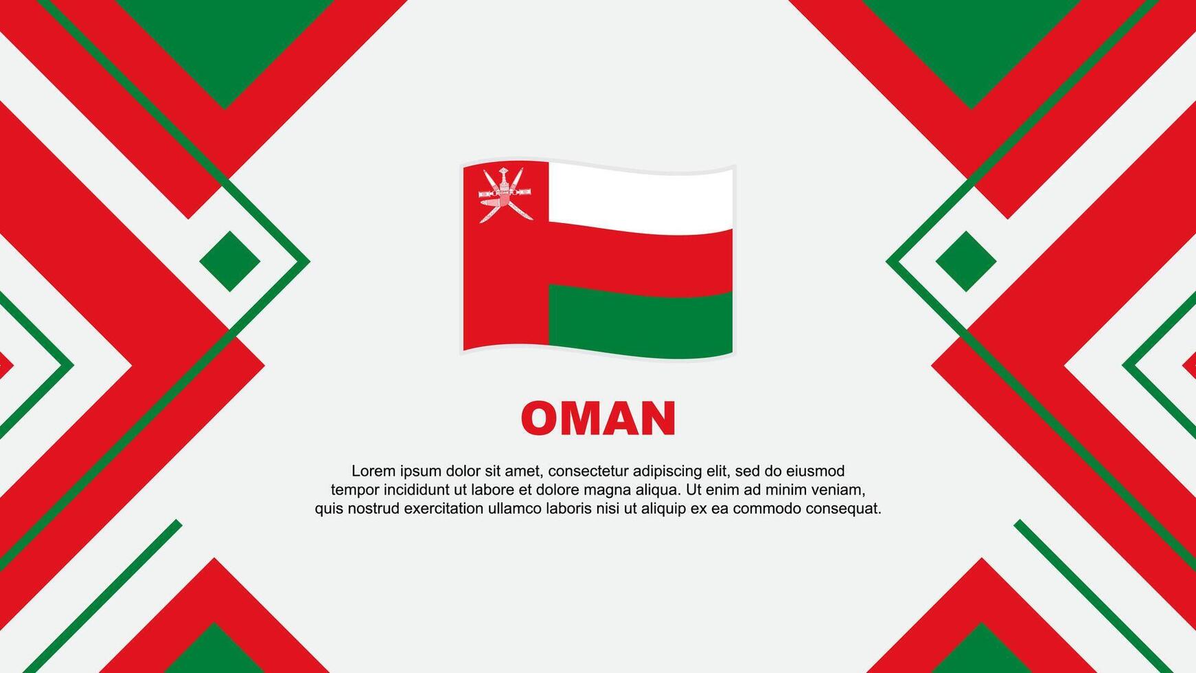 Oman Flagge abstrakt Hintergrund Design Vorlage. Oman Unabhängigkeit Tag Banner Hintergrund Vektor Illustration. Oman Illustration