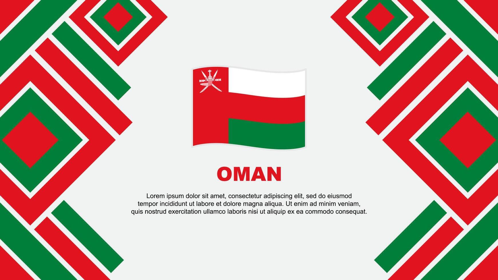 Oman Flagge abstrakt Hintergrund Design Vorlage. Oman Unabhängigkeit Tag Banner Hintergrund Vektor Illustration. Oman