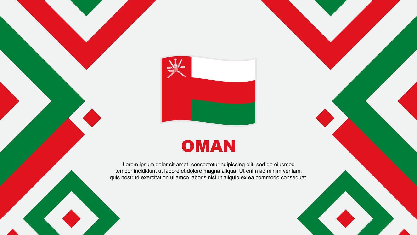 Oman Flagge abstrakt Hintergrund Design Vorlage. Oman Unabhängigkeit Tag Banner Hintergrund Vektor Illustration. Oman Vorlage