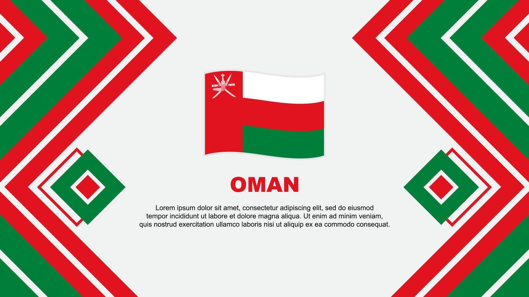 Oman Flagge abstrakt Hintergrund Design Vorlage. Oman Unabhängigkeit Tag Banner Hintergrund Vektor Illustration. Oman Design