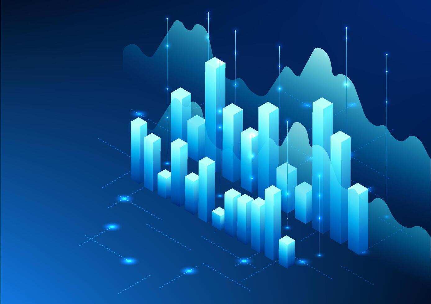 stock Diagram teknologi visar de stat av de företagets tillväxt, vinster och förluster till göra investerare intresserad i handel i de stock marknadsföra. vektor illustration. isometrisk.