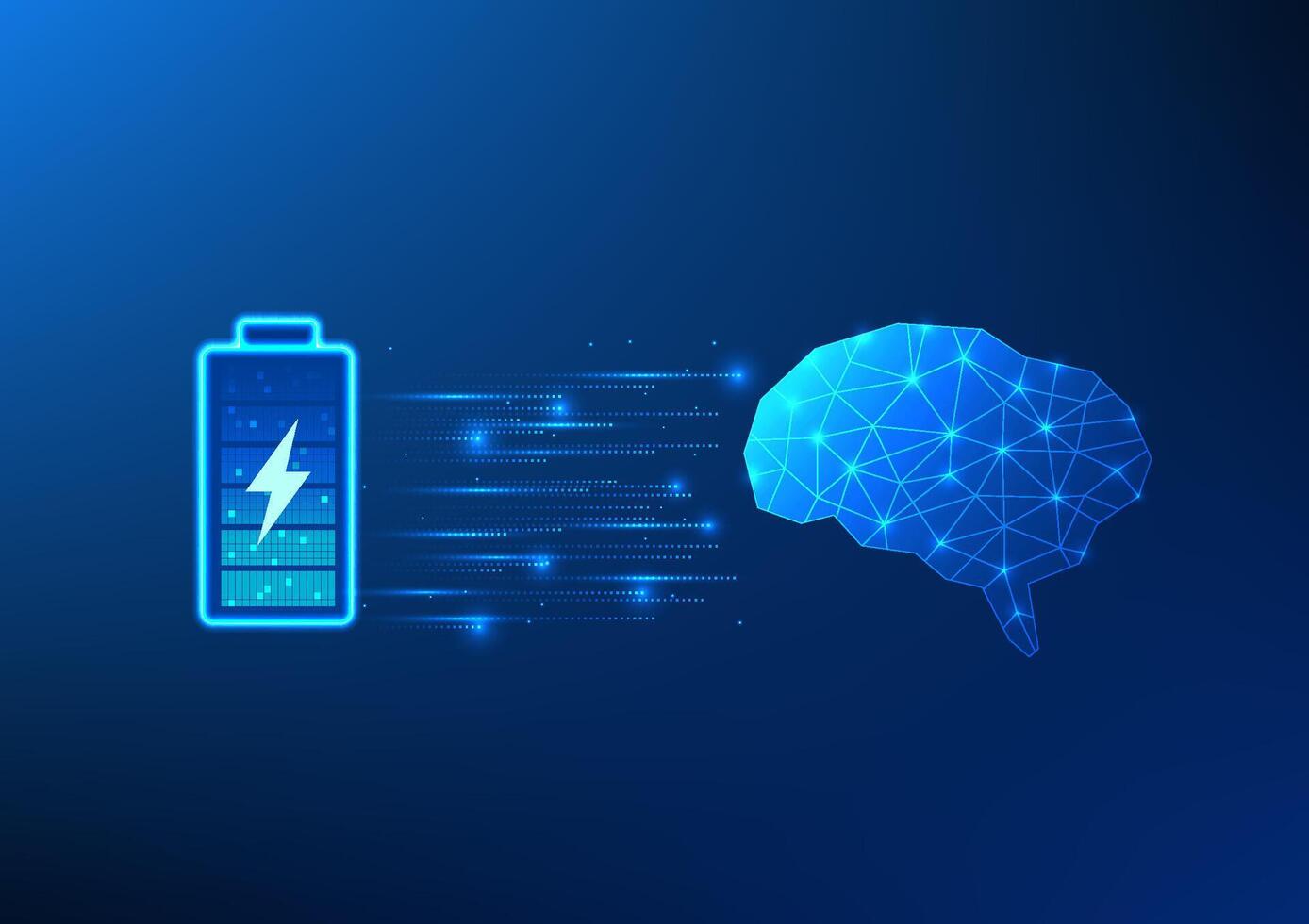 Batterie Technologie Hintergrund Das Shops elektrisch Energie liefert Leistung zu das künstlich Intelligenz oder ai Gehirn Das hat zu arbeiten, lernen sich entwickeln auf es ist eigen. diese ist das Technologie von das Zukunft vektor