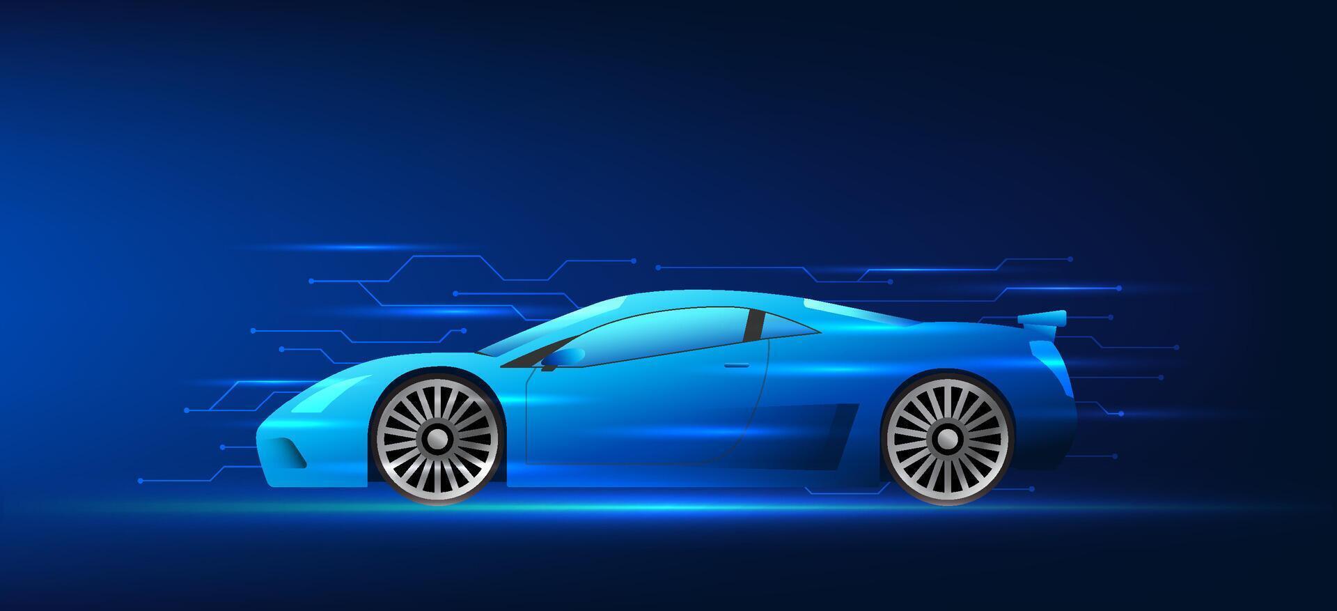 Clever Auto Technologie Hintergrund ein innovativ Auto Das ist in Verbindung gebracht zu Technologie ist ein schnelle Geschwindigkeit elektrisch Wagen. speichern Energie Vektor Illustration