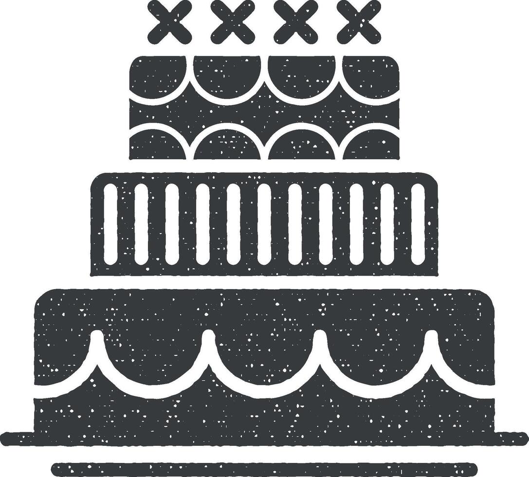 Kuchen, Essen, Bäckerei Symbol Vektor Illustration im Briefmarke Stil