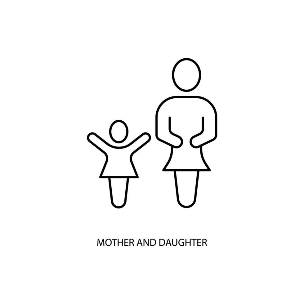 Mutter und Tochter Konzept Linie Symbol. einfach Element Illustration. Mutter und Tochter Konzept Gliederung Symbol Design. vektor