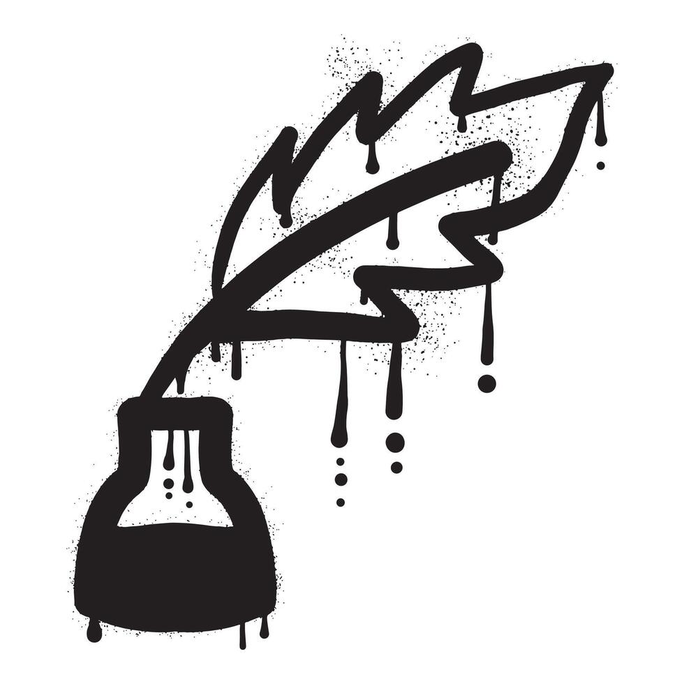 Feder Stift und Tintenfass Graffiti gezeichnet mit schwarz sprühen Farbe vektor