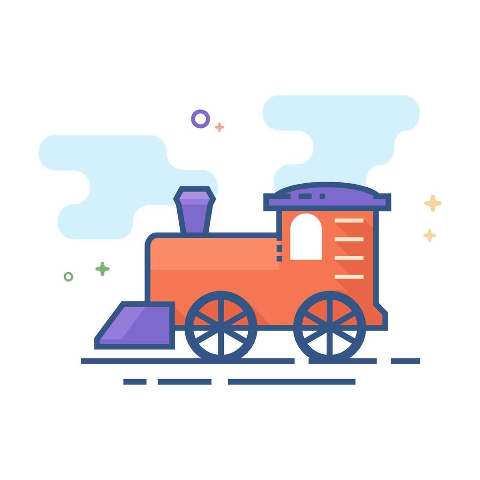 Lokomotive Spielzeug Symbol eben Farbe Stil Vektor Illustration