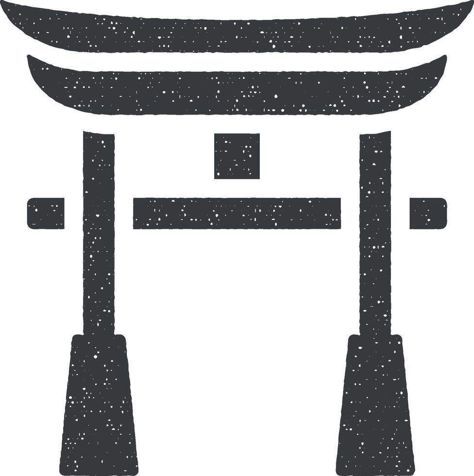 torii Tor Symbol Vektor Illustration im Briefmarke Stil