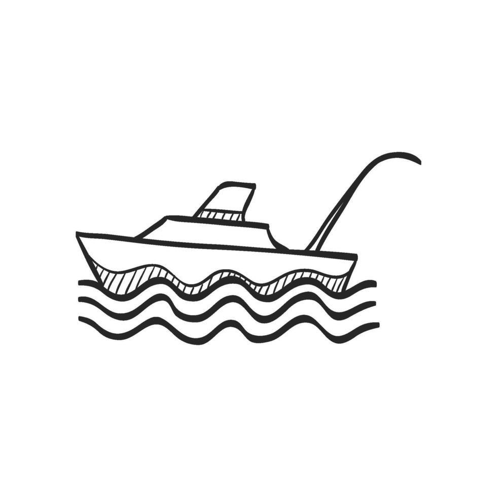 Hand gezeichnet skizzieren Symbol Angeln Boot vektor