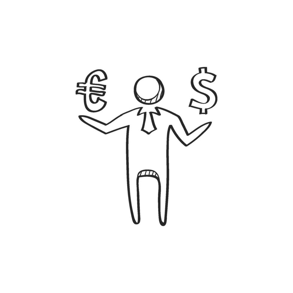 Hand gezeichnet skizzieren Symbol Geschäftsmann Dollar vektor