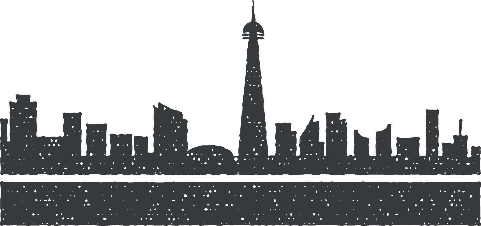 toronto detaljerad horisont ikon vektor illustration i stämpel stil