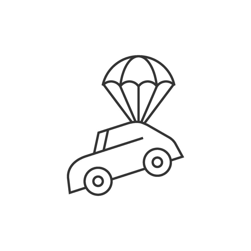 Auto Fallschirm Symbol im dünn Gliederung Stil vektor