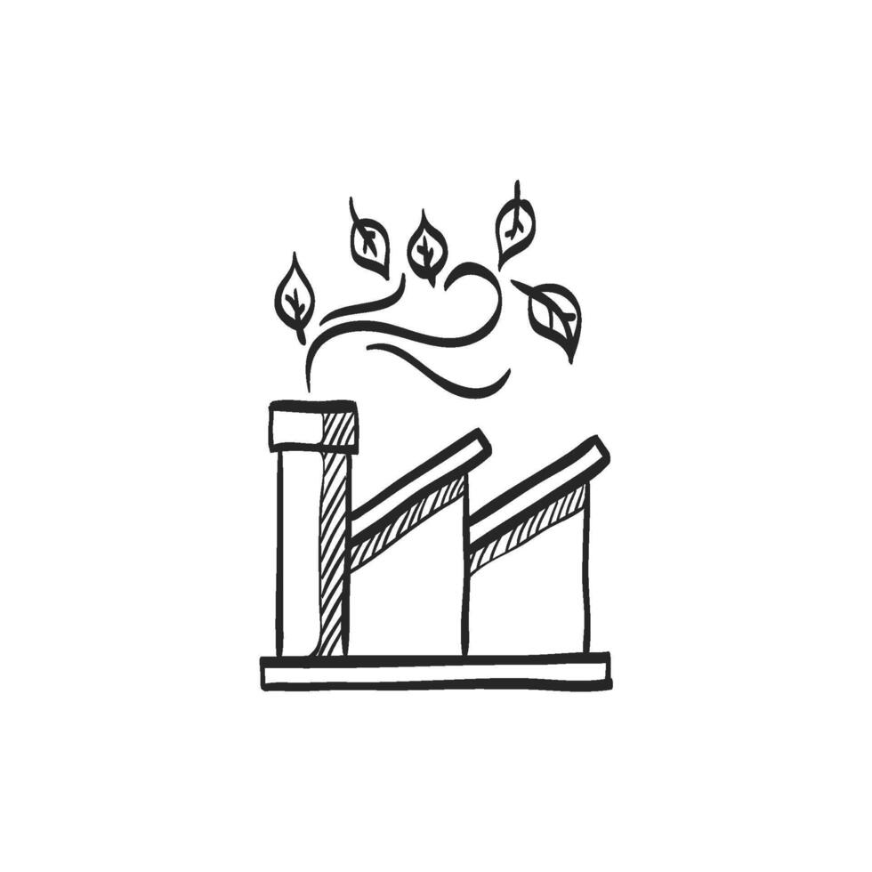 Hand gezeichnet skizzieren Symbol Grün Fabrik vektor