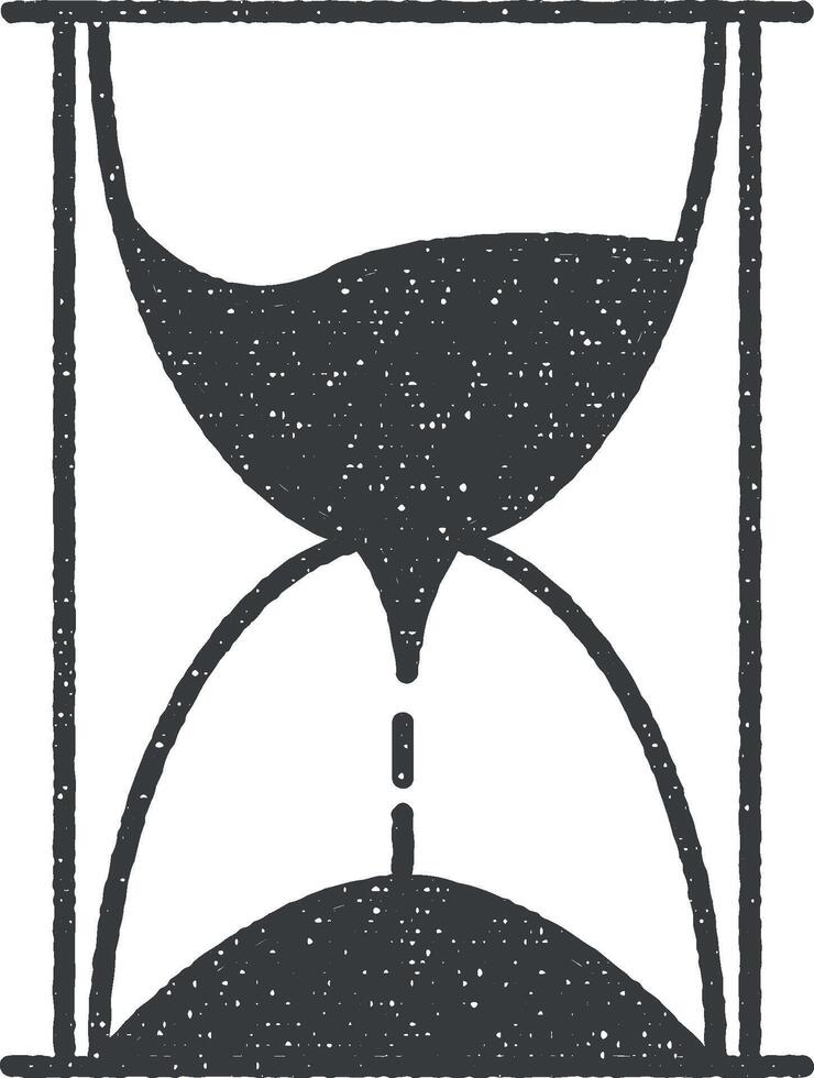timglas översikt ikon vektor illustration i stämpel stil