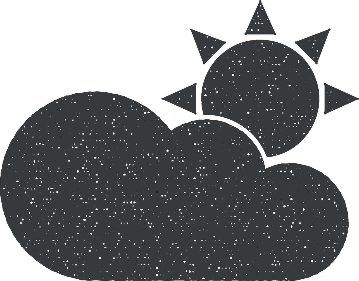 Sol och moln vektor ikon illustration med stämpel effekt