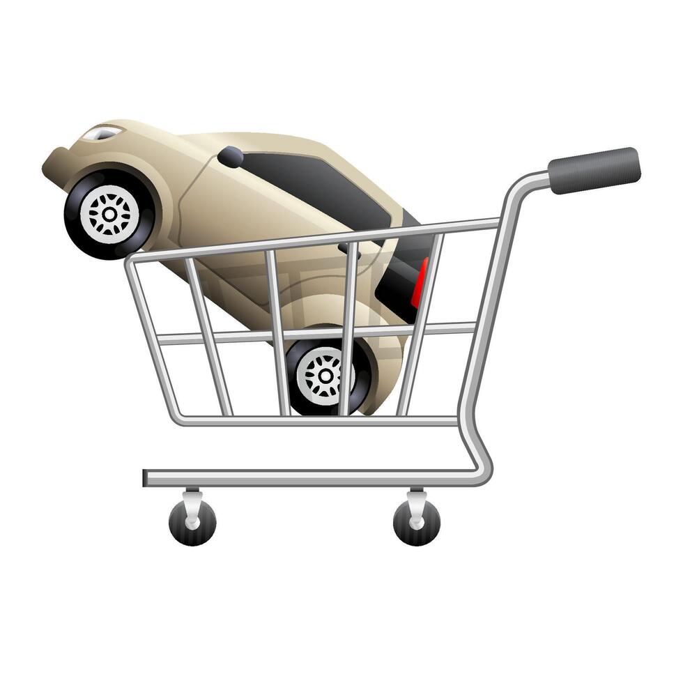Auto Einkaufen Symbol im Farbe. Automobil, Kauf Verkauf vektor