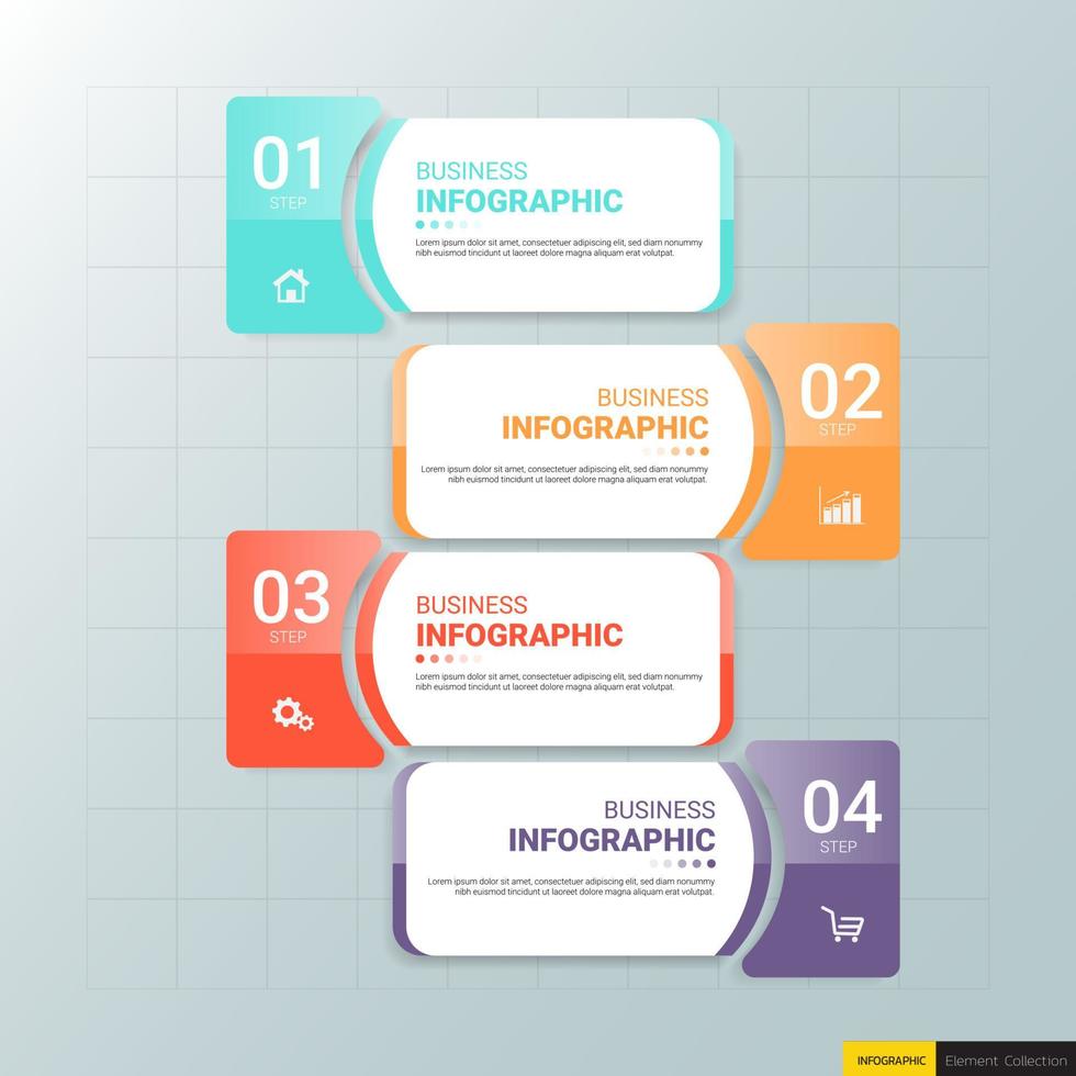 färgglad infographic 4 steg mall vektor