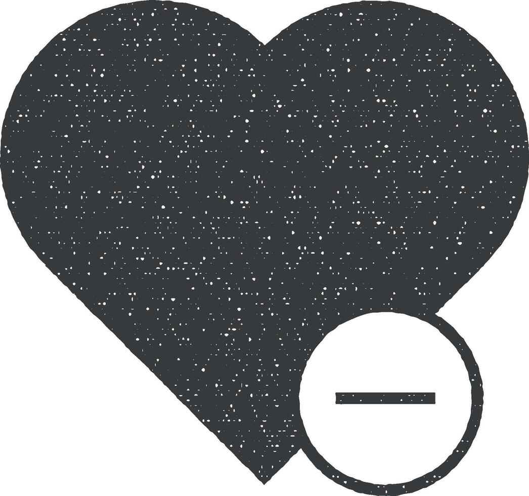 hjärta minus- vektor ikon illustration med stämpel effekt