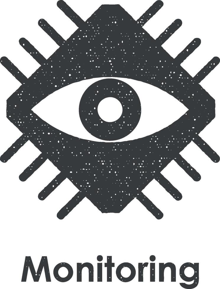 Auge, Hexagon, Überwachung Vektor Symbol Illustration mit Briefmarke bewirken