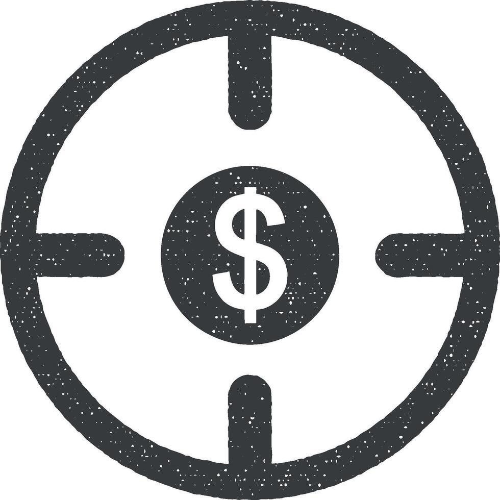 mål, dollar vektor ikon illustration med stämpel effekt
