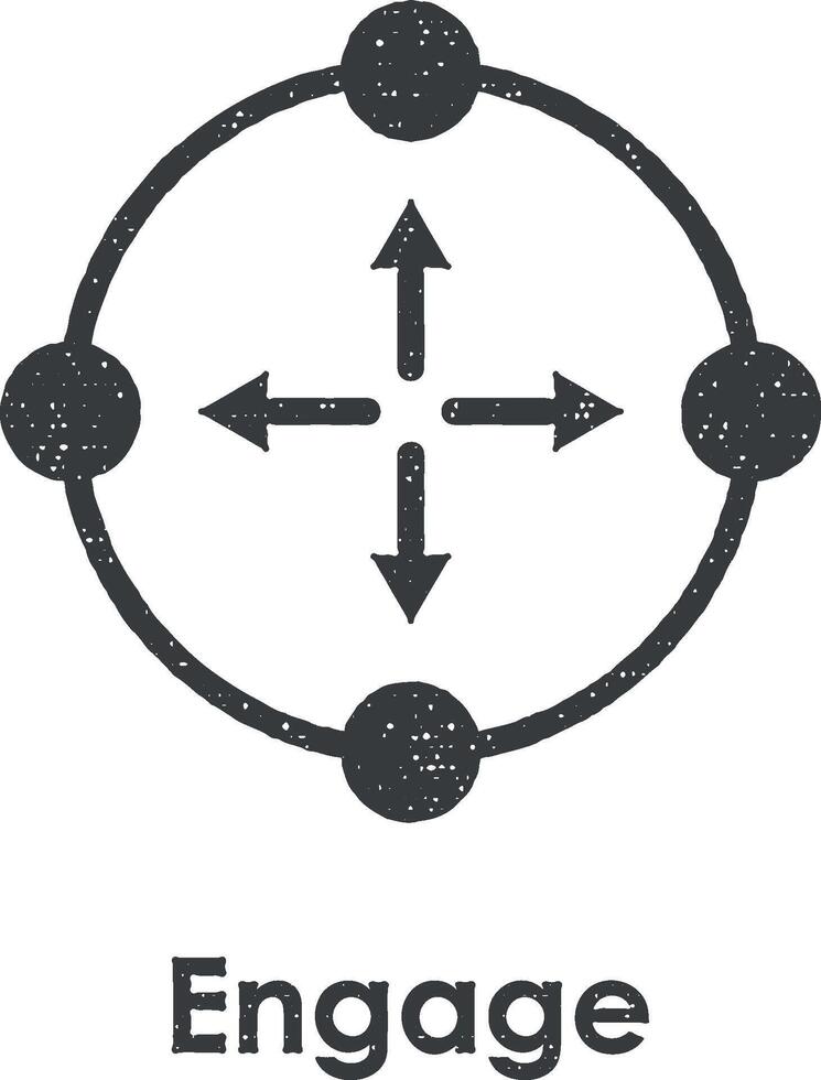 mål, pil, förlova sig vektor ikon illustration med stämpel effekt